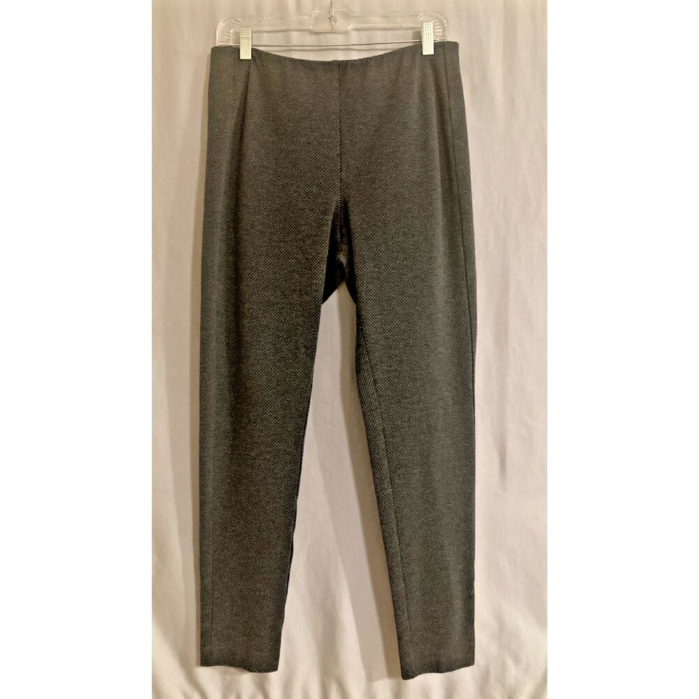 J Jill Women's L Tall Gray Argyle Ponte Leggings Pants Elastic Waist Stretch